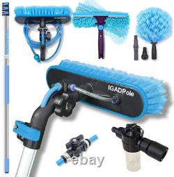 Kit de nettoyage de fenêtres télescopique durable avec brosse, plumeau et distributeur de savon inclus