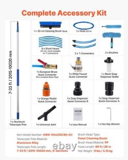 Kit de nettoyage de panneaux solaires VEVOR avec perche alimentée en eau de 10,02 m, brosse et distributeur de savon
