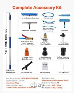 Kit de nettoyage de panneaux solaires VEVOR avec perche alimentée en eau de 10,02 m, brosse et raclette