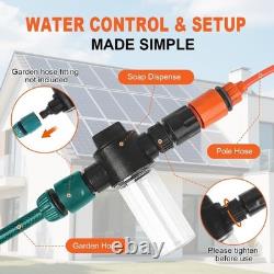 Kit de nettoyage de panneaux solaires, kit de perche alimentée en eau avec perche d’extension de 24 pieds 2 en 1 W