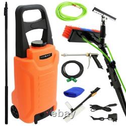 Kit de nettoyage de vitres à perche télescopique alimentée en eau de 20 pieds avec chariot et réservoir d’eau de 30 L