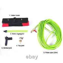 Kit de nettoyage de vitres avec perche de lavage de 26 pieds 3 en 1 à eau/tuyau alimenté par perche de nettoyage