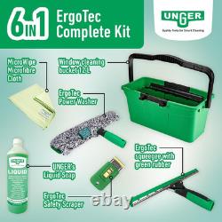 Kit de nettoyage des vitres avec mouilleur, raclette, seau, grattoir et chiffon