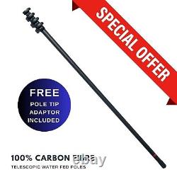 NOUVELLE PERCHE TÉLESCOPIQUE EN FIBRE DE CARBONE À 100% (16 pi) ADAPTATEUR DE POINTE DE PERCHE GRATUIT
