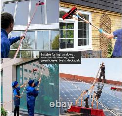 Nettoyeur de fenêtres télescopique avec perche de 10 m pour nettoyage de panneaux solaires, extensible avec eau