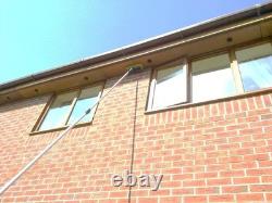 Nettoyeur de fenêtres télescopique professionnel de 13 pieds avec raclette intégrée et fonction savon