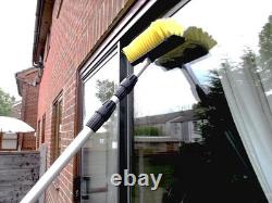 Nettoyeur de fenêtres télescopique professionnel de 13 pieds avec raclette intégrée et fonction savon