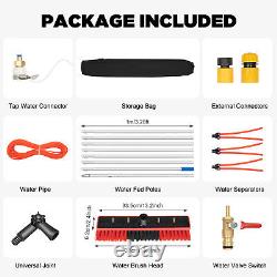 Outil de brosse de nettoyage à perche alimentée par l'eau de 26 pieds pour le lavage des fenêtres et des panneaux solaires.