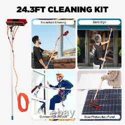 Outil de nettoyage à brosse avec perche alimentée en eau de 26 pieds pour fenêtres et panneaux solaires