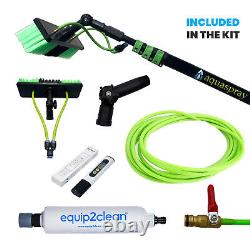 Perche d'alimentation d'eau (portée de 25 pieds) + Filtre en ligne + Mètre TDS Brosse de panneau solaire