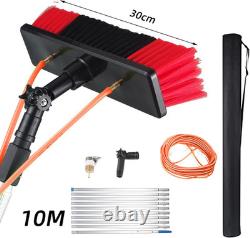 Perche de nettoyage de vitres, brosse télescopique alimentée en eau 10 m pour nettoyage de panneaux photovoltaïques