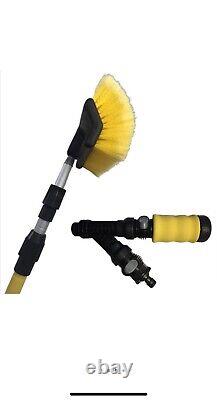 Perche de nettoyage de vitres télescopique avec alimentation en eau, grattoir de gouttière et distributeur de savon