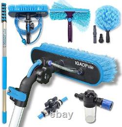 Pôle 24 FT 7m Kit de Nettoyage de Fenêtre, Kit d'Équipement pour Nettoyeur de Vitres Squ