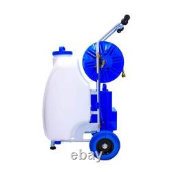 Pôle télescopique à alimentation en eau pour nettoyage de fenêtres de 20 pieds + Système chariot de réservoir de pulvérisation de 45L