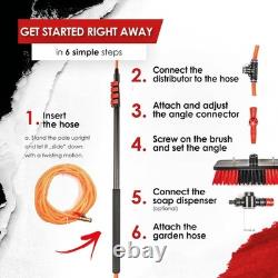 Pôle télescopique de 7 m. Système de nettoyage de fenêtres et de panneaux solaires alimenté par eau en aluminium.