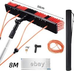 Pôle télescopique de nettoyage de fenêtres alimenté par eau de 8 m avec brosse de 55 cm pour panneaux solaires PV