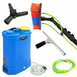 Pôle télescopique extensible de nettoyage de fenêtres de 30 pieds et sac à dos alimenté en eau de 16L
