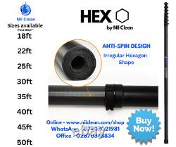 Poteau de nettoyage de vitres en carbone NII Clean Hex Design à différentes longueurs