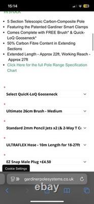 Poteau hybride en composite de carbone GARDINER CLX 22 alimenté en eau pour le nettoyage des fenêtres