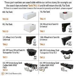 Réservoir d'eau d'arche de roue 57L pour camping-car, nettoyage de fourgon, nettoyage de fenêtres TA1.2