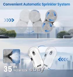 Robot Nettoyeur de Vitres 5600Pa, Réservoir d'Eau de 35ml & Télécommande, Navigation Intelligente