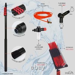 Set de brosses télescopiques pour nettoyage sans effort des fenêtres et des véhicules avec distributeur de savon