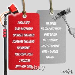 Set de brosses télescopiques pour nettoyage sans effort des fenêtres et des véhicules avec distributeur de savon
