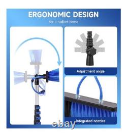 Système de nettoyage de fenêtres à eau avec perche télescopique de 5 m et kit de brossage.